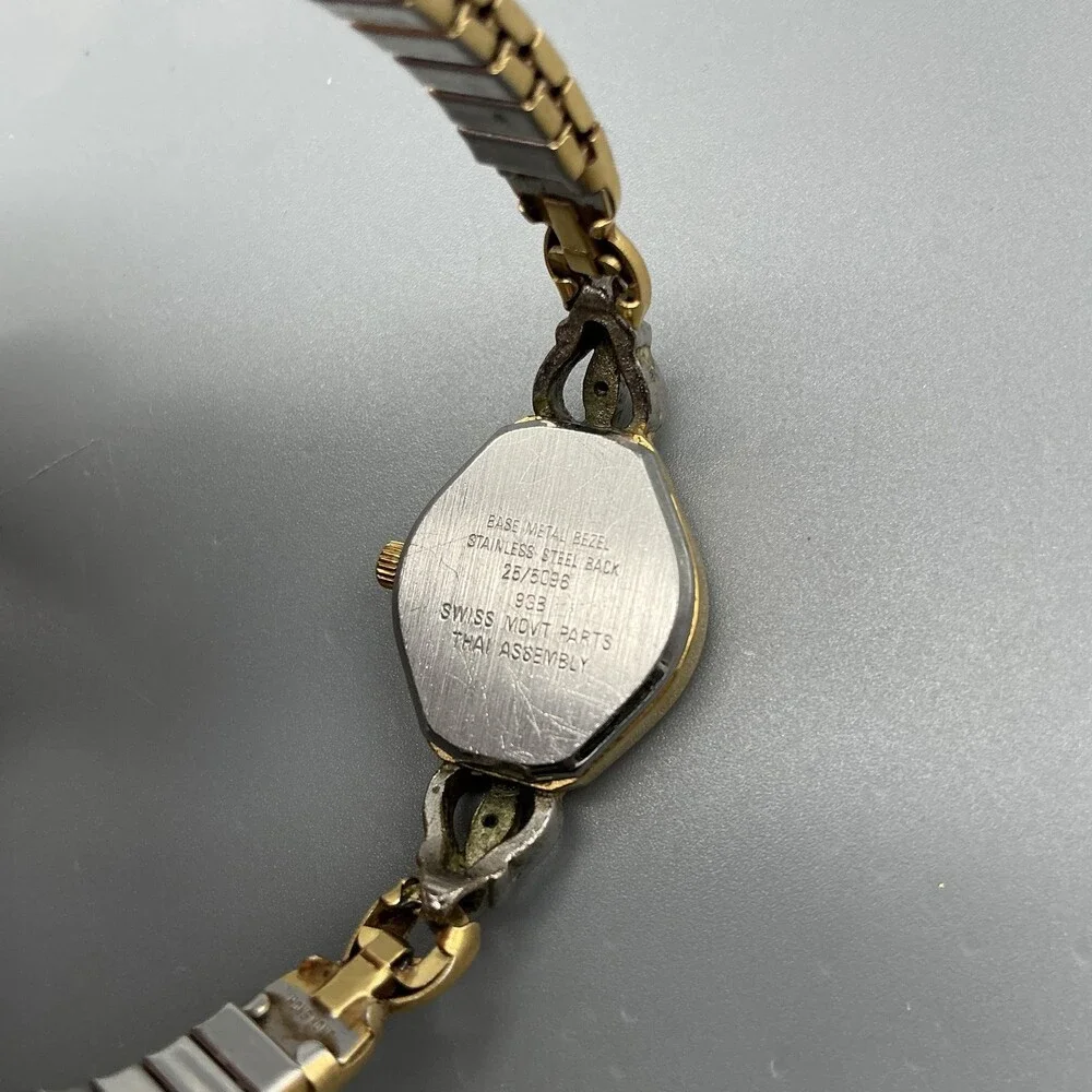 Vtg Armitron Diamond Womens Watch 18mm Champagne Dial Gold Tone New Battery